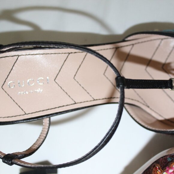 NWB Gucci GG Spicy Check GG Ankle Strap Heeled Pumps Charlotte 39.5 724851 - Picture 5 of 8